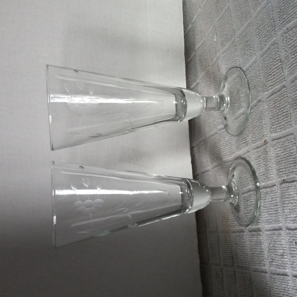 Vtg Princess House Heritage etched Pilsner Beer Glasses (2)